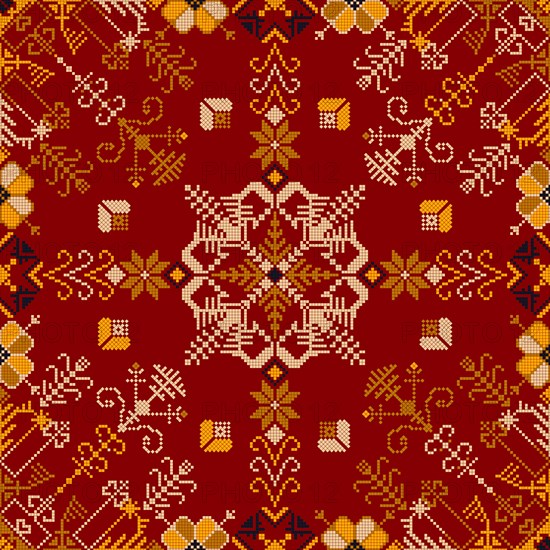 Traditional Latvian embroidery seamless pattern