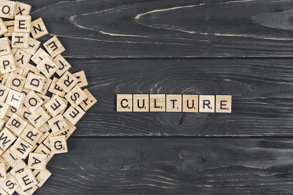 Culture word wooden background