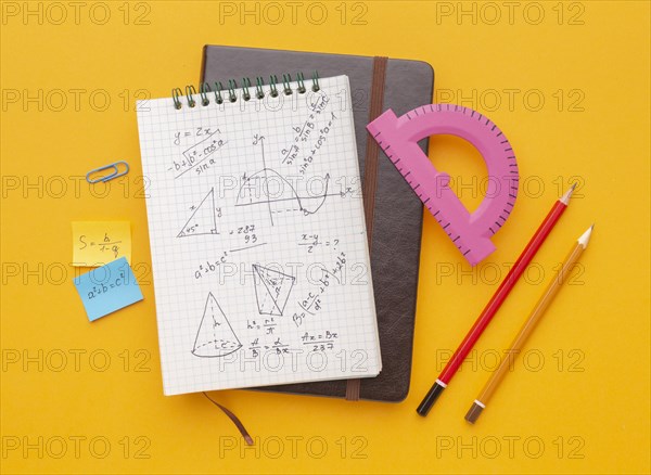 Top view school supplies composition