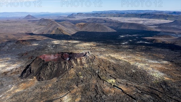 Fagradalsfjall volcano and cooled lava