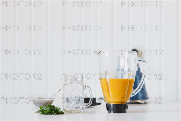 Smoothie blender near jar