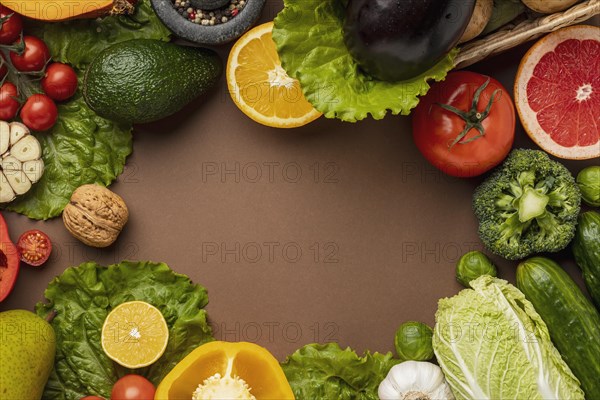 Top view vegetables with copy space