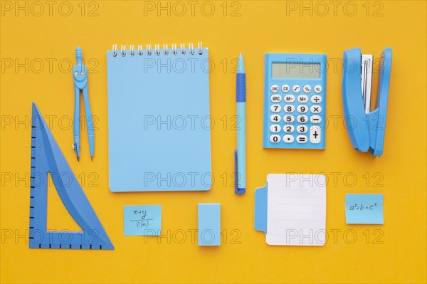 Top view school supplies assortment