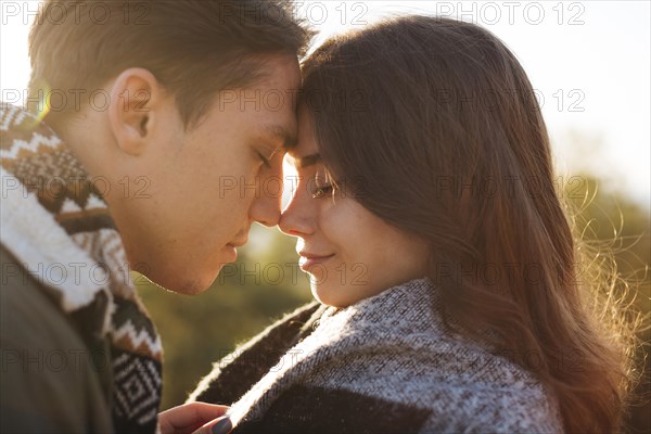 Close up cute young couple love