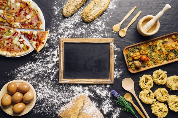 Italian food decoration with slate