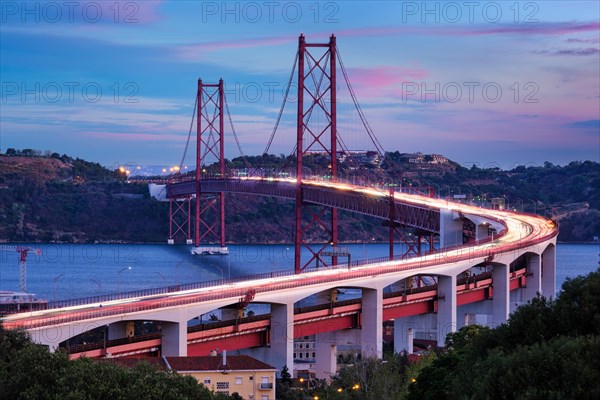 View of Lisbon view from Miradouro do Bairro do Alvito viewpoint of Tagus river