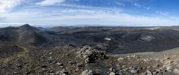 Fagradalsfjall volcano and cooled lava