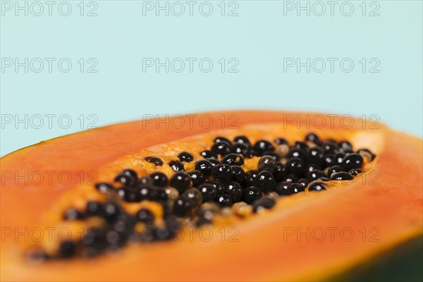 Front view sliced papaya fruit