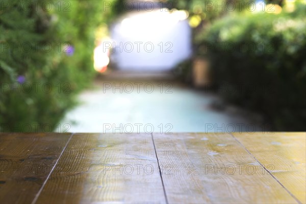 Wooden table park alley