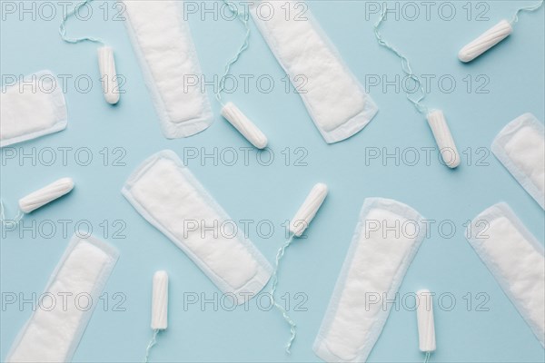 Feminine hygiene products flat lay