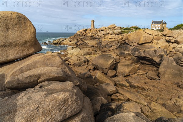 The rocks of the pink granite coast Cote de Granit Rose