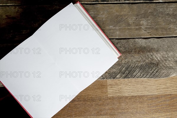 Opened notebook lumber background