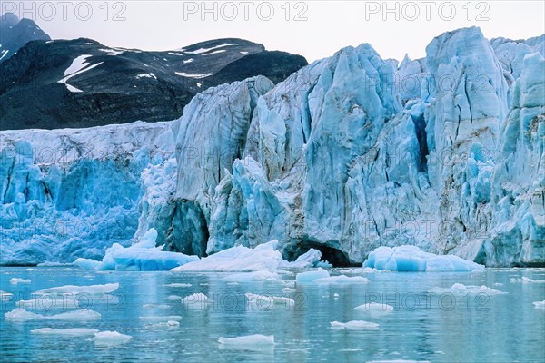 Glacier by the sea on the coast of Svalbard