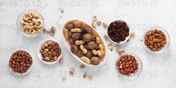 Flat lay nuts concept arrangement
