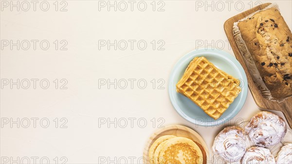 Top view food frame with pastries