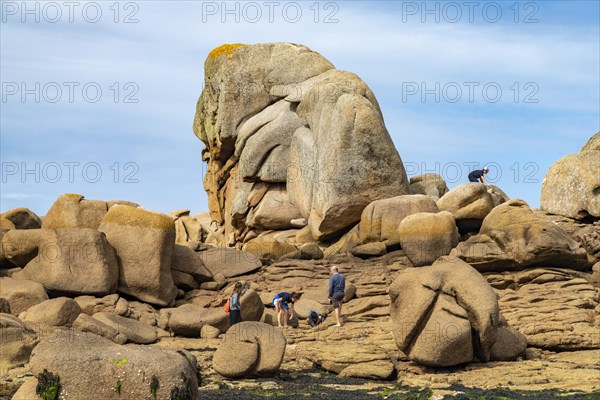 The rocks of the pink granite coast Cote de Granit Rose near Ploumanac'h
