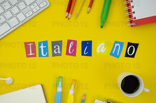 Italian lettering yellow background