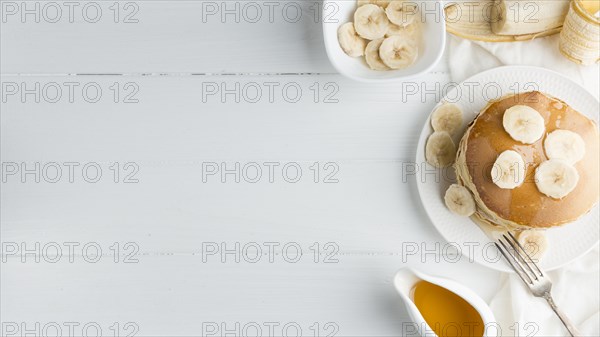 Pancakes frame white background