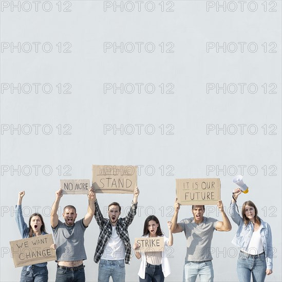 Group people demonstrating protest