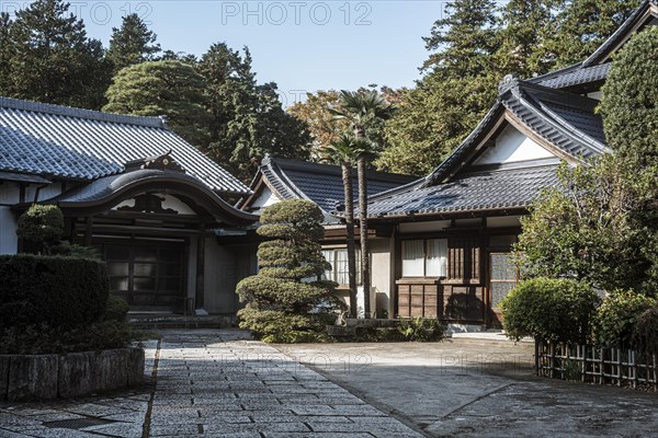 Front view japanese temple complex