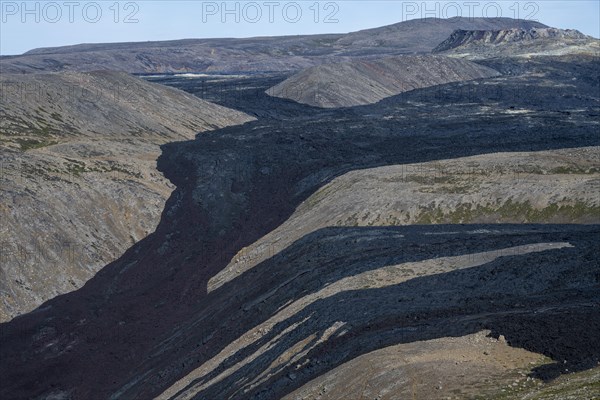 Fagradalsfjall volcano and cooled lava