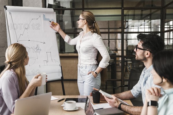 Businesswoman with glasses during meeting presentation