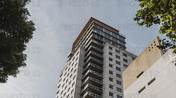 Low angle skyscraper city