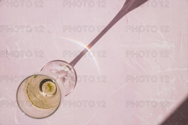 Champagne glass pink table