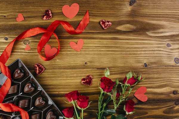 Chocolate sweets with roses table