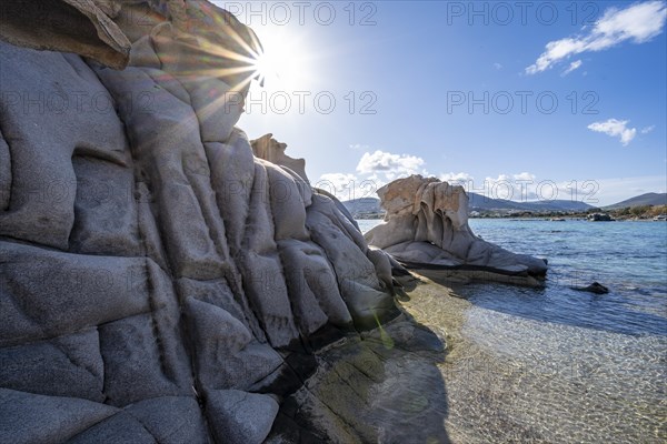Rock formations on the coast with turquoise sea