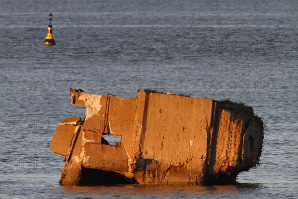 Remains of a World War II bunker on the island of Minsener Oog