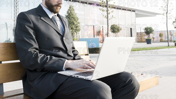 Lawyer working outdoors
