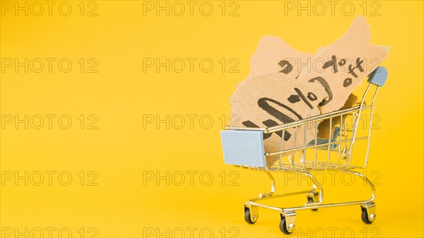Shopping trolley with sale bits paper