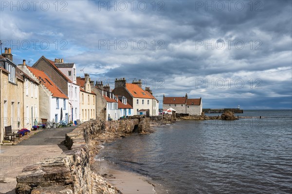 Traditional old dwellings lined up along the Fife Coastal Path in the fishing village of Pittenweem