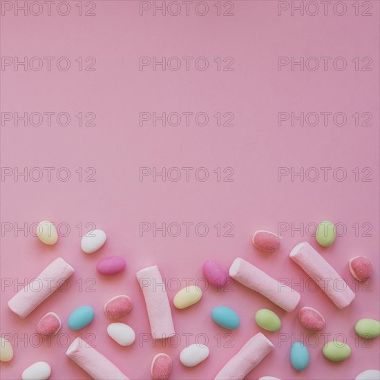 Colorful candies marshmallows with