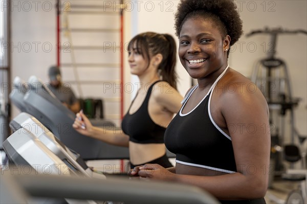 Wome n gym running treadmill