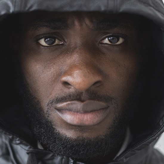 Close up man wearing hoodie