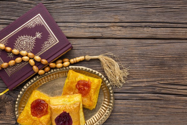 Top view islamic new year pastries