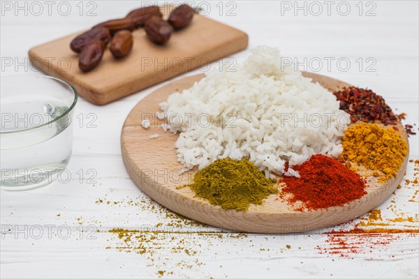 Cooked rice with spices dates fruit