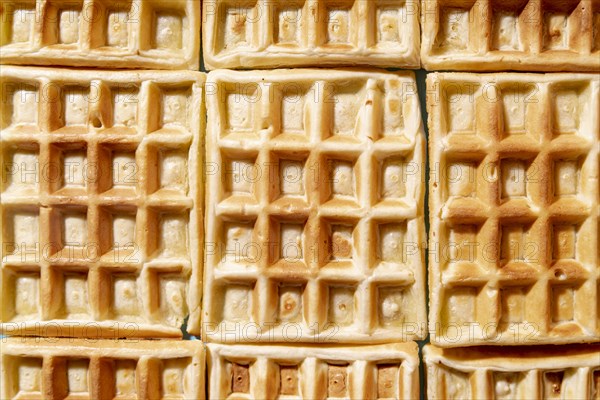 Flat lay arranged waffles with pattern