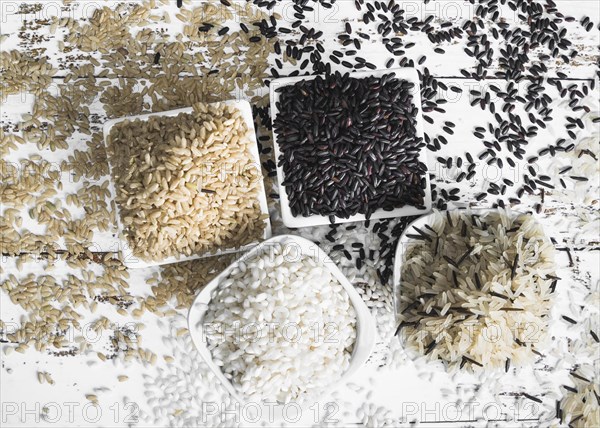 Lay out brown black white wild rice