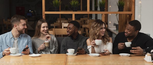 Group friends drinking coffee