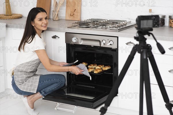 Vlogger recording cooking show