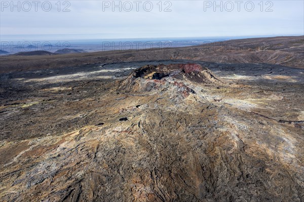 Fagradalsfjall volcano and cooled lava