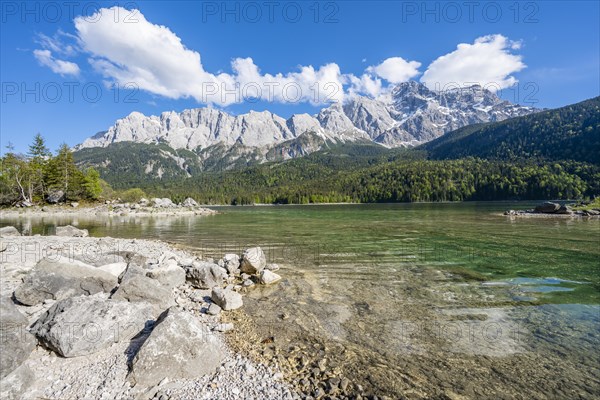 Zugspitze Massif and Zugspitze with Eibsee lake