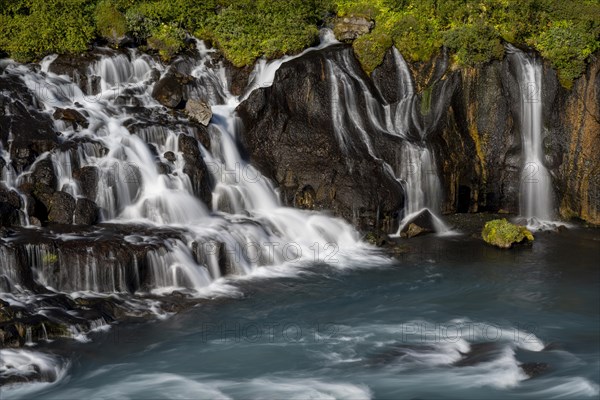 Hraunfossar Waterfalls with Hvita River