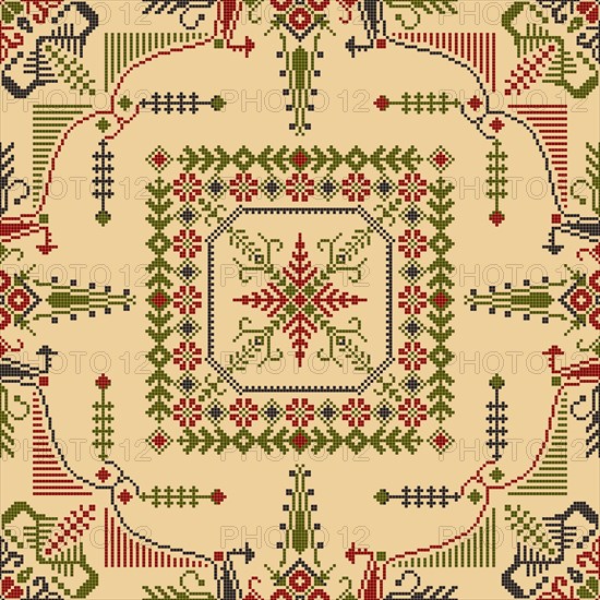 Traditional Latvian embroidery seamless pattern