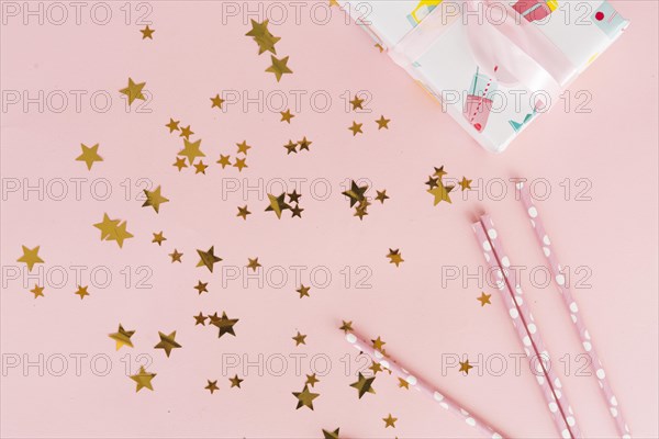Top view star metallic confetti