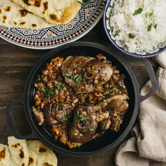 Tasty pakistani dish top view