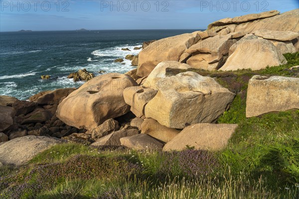 The rocks of the pink granite coast Cote de Granit Rose near Ploumanac'h